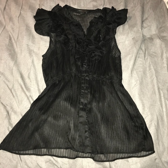 BCBG Black sleeveless, sheer ruffle top - Picture 4 of 8